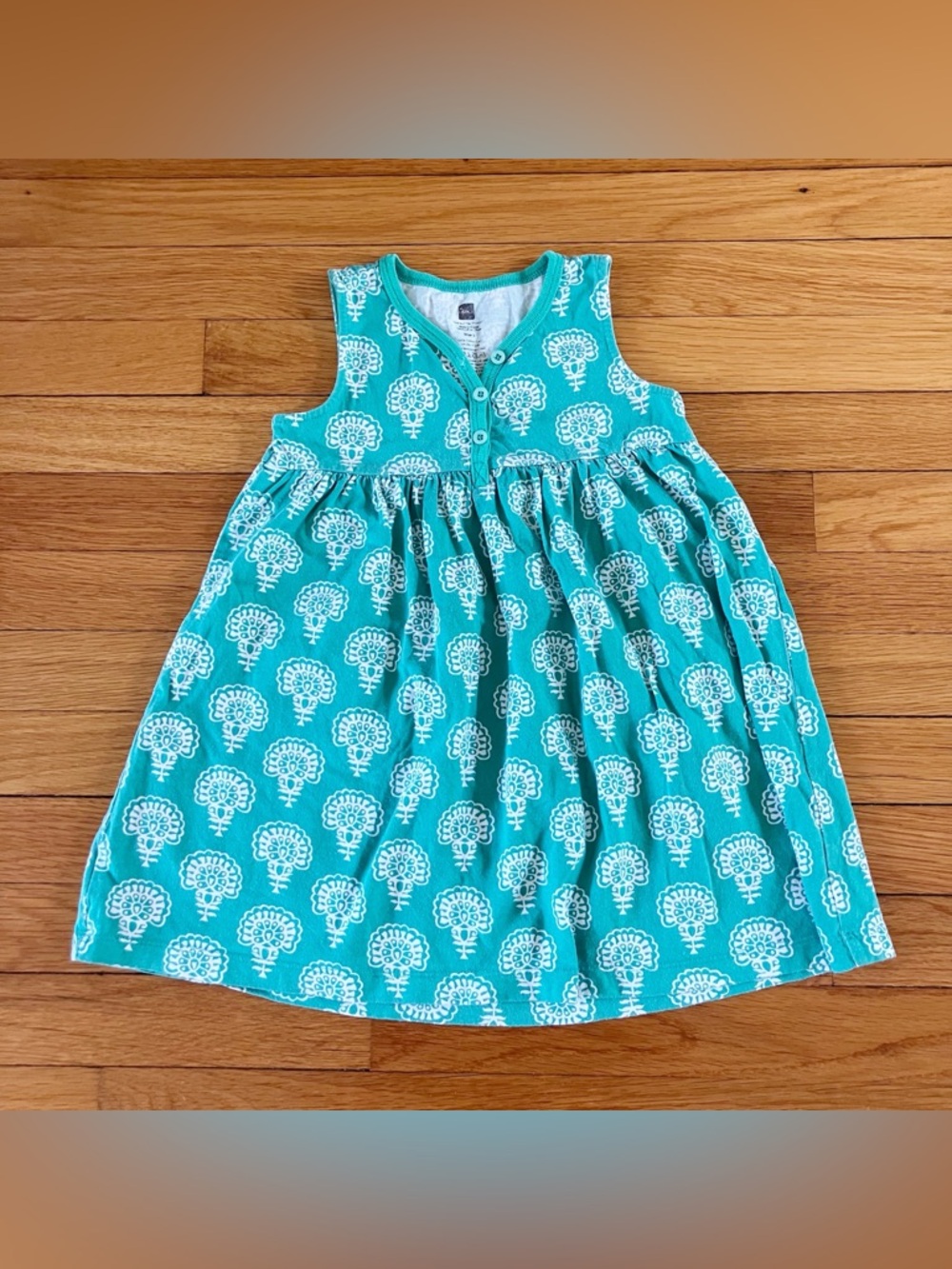Tea Collection Green Cotton Tribal Pattern Summer Sundress Dress Size 3